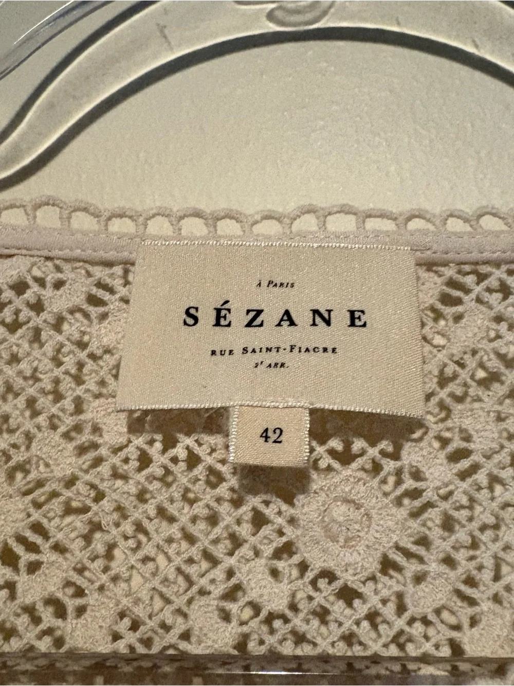 Sezane Nora guipure crochet lace button front shirt - Picture 5 of 8
